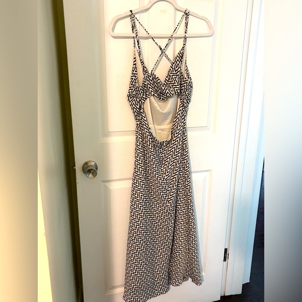 Geometric lulu’s strappy midi dress wedding guest cocktail dress large